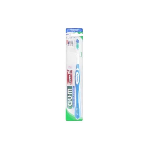 GUM Brosse à Dents SuperTip Médium 463 - Couleur : Bleu Clair