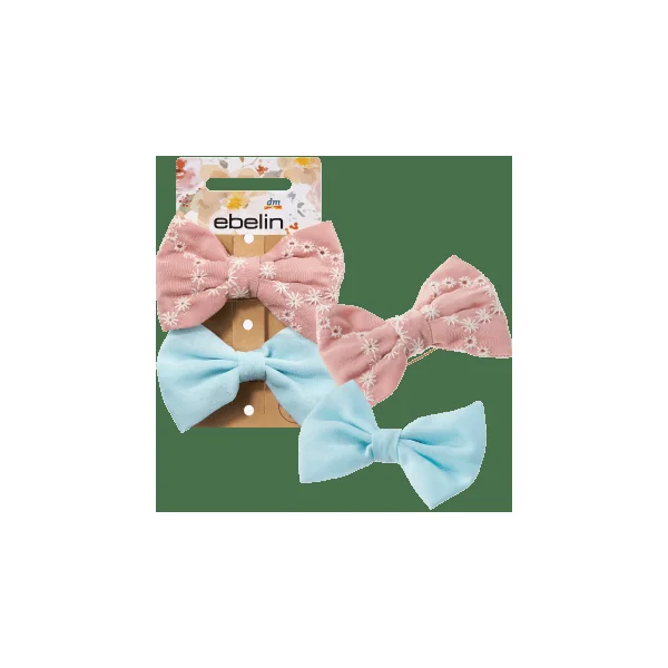 Haar- und Ansteckbrosche Schleifen rosa, hellblau, 2 St