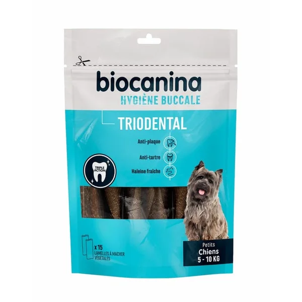 HYGIENE BUCCO-DENTAIRE - Triodental - Petits Chiens - De 5 à 10kgs, 15 lamelles à mâcher