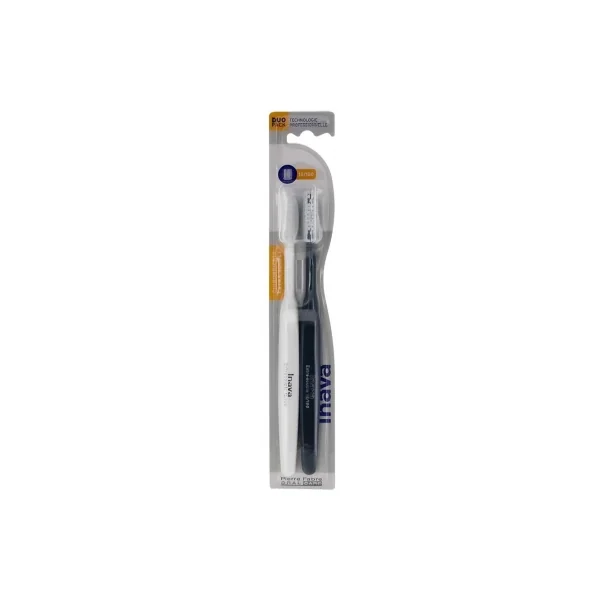 Inava Brosse à Dents Chirurgicale 15/100 Duo Pack - Couleur : Blanc et Noir