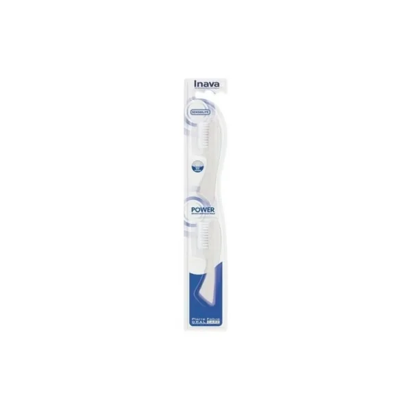 Inava Power 2 Têtes de Brosse de Rechange Sensibilité - Couleur : Blanc
