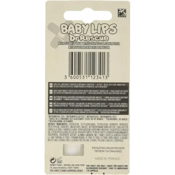 Just Peachy - Baume à Lèvres Hydratant Dr Rescues 12h Baby Lips Gemey Maybelline