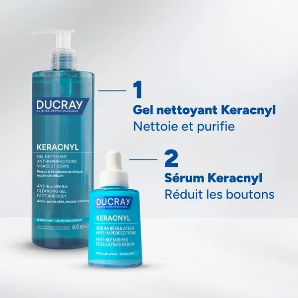 KERACNYL - Gel Moussant Anti-Imperfections - Visage et Corps - Peaux Grasses, 400ml