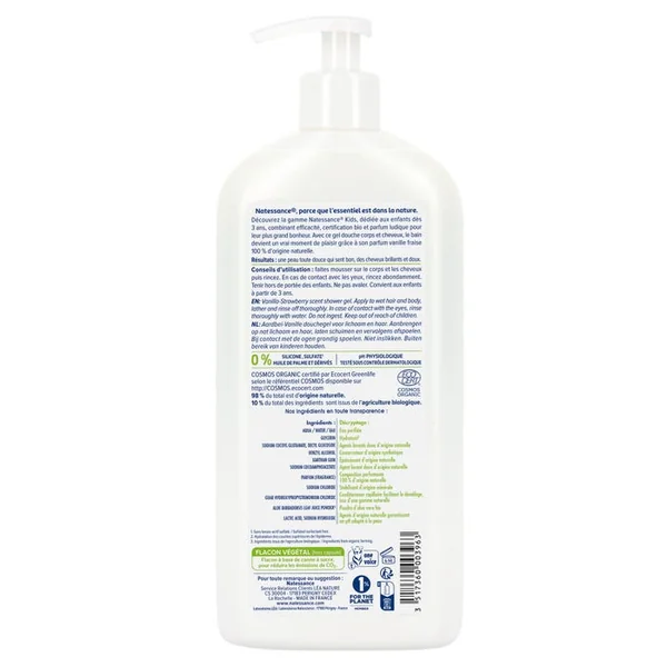 KIDS - Gel Douche Fraise Bio - Corps et Cheveux, 500ml