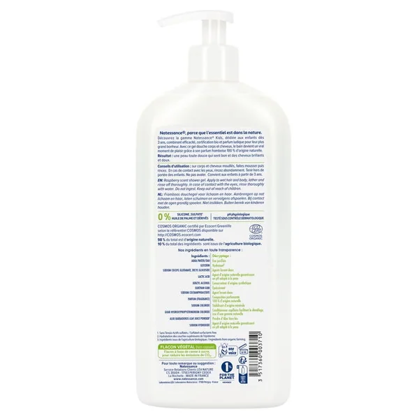 KIDS - Gel Douche Framboise Bio - Corps et Cheveux, 500ml