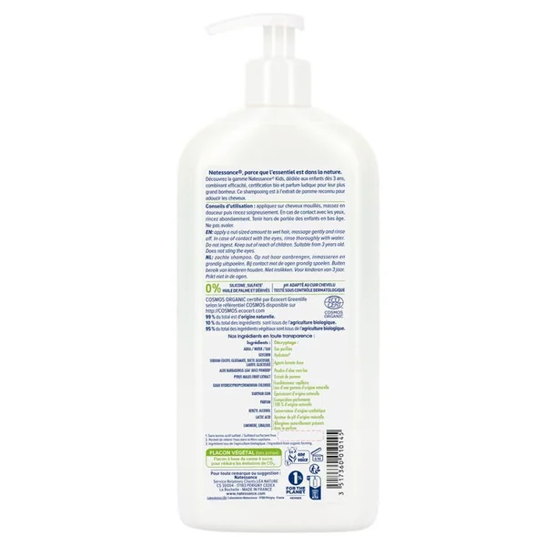KIDS - Shampooing Enfant Douceur Pomme Bio - Tous Types de Cheveux, 500ml