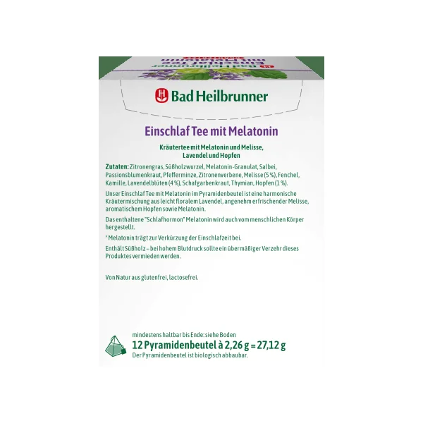 Kräutertee "Einschlaftee mit Melatonin" (12 Beutel), 27,12 g