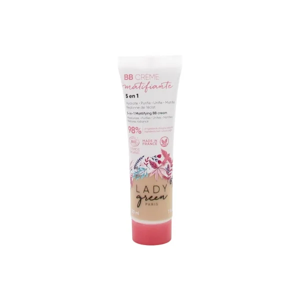 Lady Green BB Crème Matifiante 5en1 Bio 30 ml - Teinte : Très clair