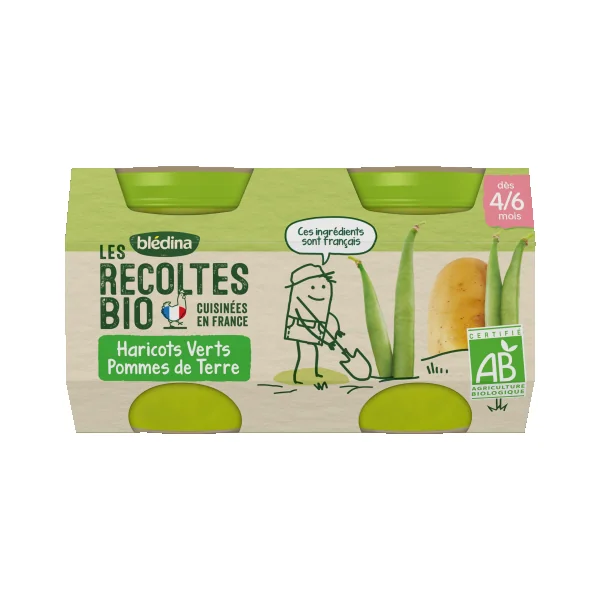 LES RECOLTES BIO - Petits Pots Haricots Pommes de Terre Bio - Dès 4/6mois, 2x130g