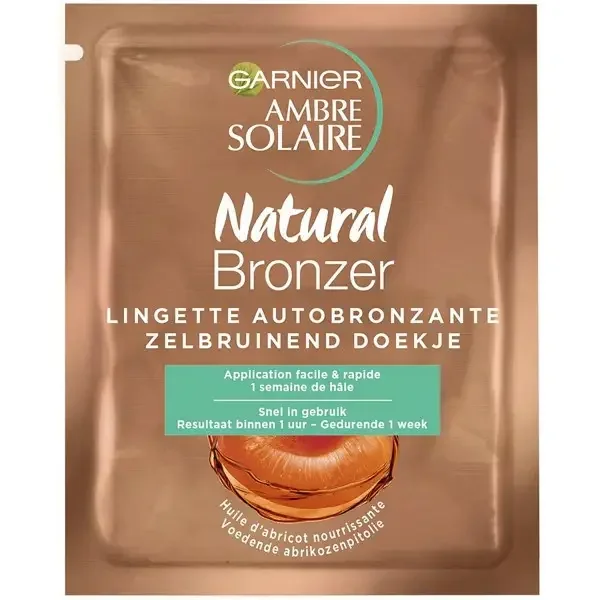 Lingette Bronzante Visage & Corps Natural Bronzeur Ambre Solaire de Garnier