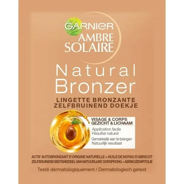 Lingette Bronzante Visage & Corps Natural Bronzeur Ambre Solaire de Garnier
