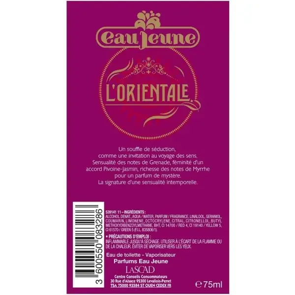 L'Orientale ( Edition Limitée by Tycia ) - Eau de Toilette Femme 75ml de Eau Jeune