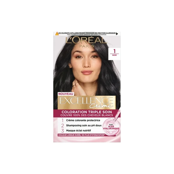 L'Oréal Paris Excellence Crème Coloration Triple Soin 192 ml - Coloration : 1 Noir