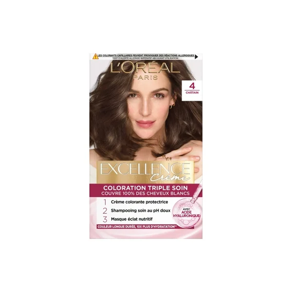 L'Oréal Paris Excellence Crème Coloration Triple Soin 192 ml - Coloration : 4 Châtain