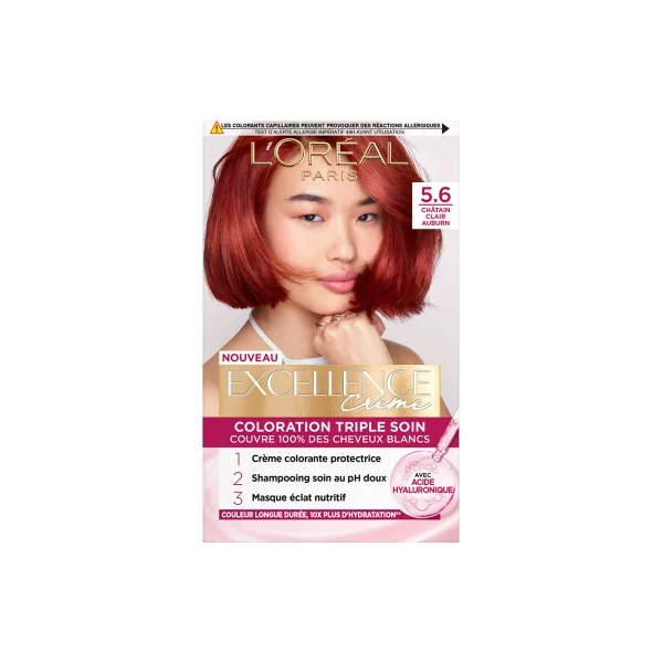 L'Oréal Paris Excellence Crème Coloration Triple Soin 192 ml - Coloration : 5.6 Châtain Clair Auburn
