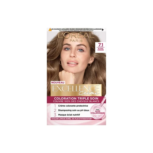 L'Oréal Paris Excellence Crème Coloration Triple Soin 192 ml - Coloration : 7.1 Blond Cendré