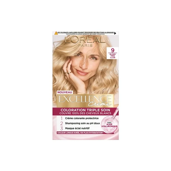 L'Oréal Paris Excellence Crème Coloration Triple Soin 192 ml - Coloration : 9 Blond Très Clair