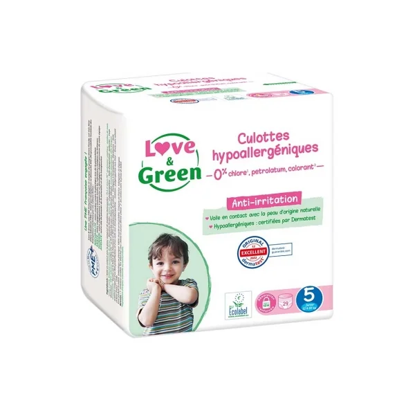 Love & Green Culottes Hypoallergéniques 29 Culottes Taille 5 (12-18 kg)