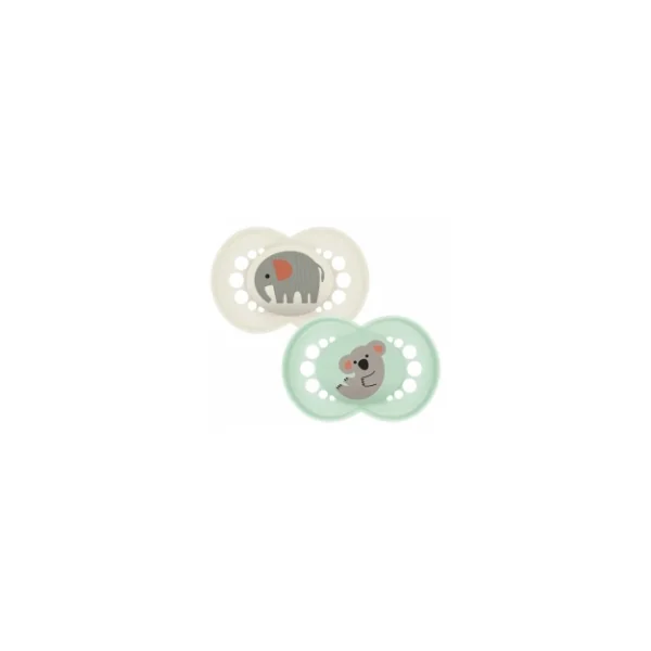MAM 2 Sucettes Original Animaux 18 Mois et + - Modèle : Éléphant et Koala