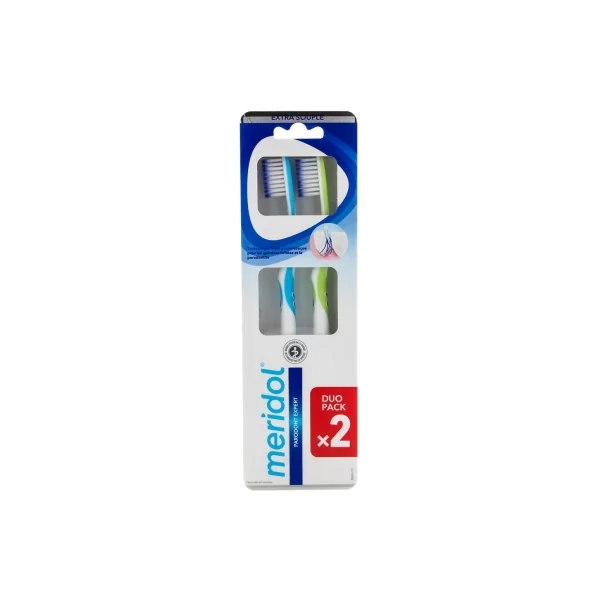Meridol Parodont Expert Duo Pack Brosses à Dents Extra Souple - Couleur : Bleu et Vert