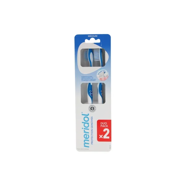 Meridol Protection Gencives Brosses à Dents Medium Duo Pack - Couleur : Bleu et Rouge