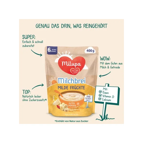 Milchbrei Milde Früchte Guten Morgen ab dem 6. Monat, 400 g