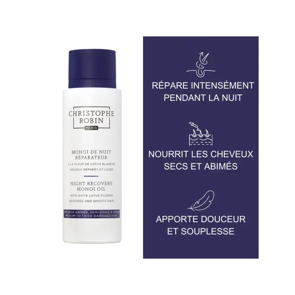 Monoï de nuit réparateur à la fleur de lotus blanche 96 gr