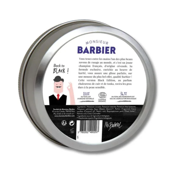 Monsieur Barbier - Better Shave Savon de rasage certifié BIO - Black édition
