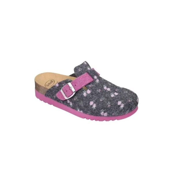 Mules AMIATA • Coloris Gris foncé à Fleurs roses • T40
