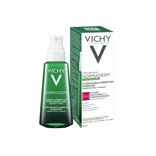 NORMADERM - Soin Anti-Imperfections Double Correction Hydratant Apaisant, Peaux Tendance Acnéique, 50ml