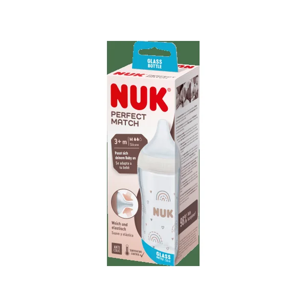 NUK Babyflasche aus Glas Perfect Match, weiß, ab 3. Monat, 230 ml, 1 St
