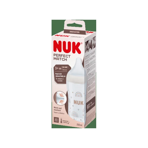 NUK Babyflasche Perfect Match, beige, ab 3 Monaten, 260 ml, 1 St