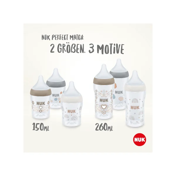 NUK Babyflasche Perfect Match, beige, ab 3 Monaten, 260 ml, 1 St