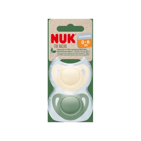 NUK Schnuller for Nature Silikon, grün/ beige, Gr.1, 0-6 Monate, 2 St