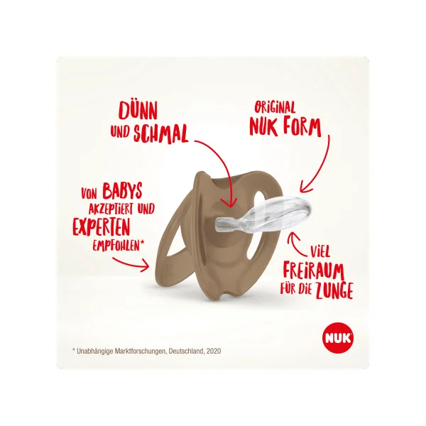 NUK Schnuller for Nature Silikon, grün/ beige, Gr.1, 0-6 Monate, 2 St