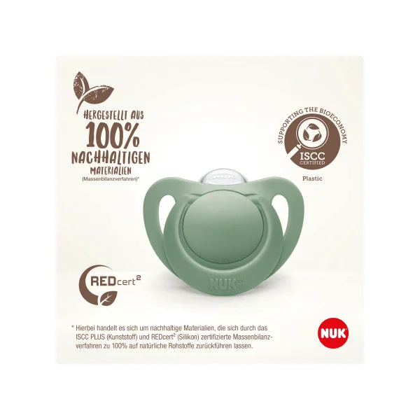 NUK Schnuller for Nature Silikon, grün/beige, Gr.2, 6-18 Monate, 2 St