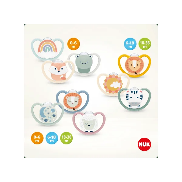 NUK Schnuller Space Night Silikon, blau/mint, ab 18 Monate, 2 St