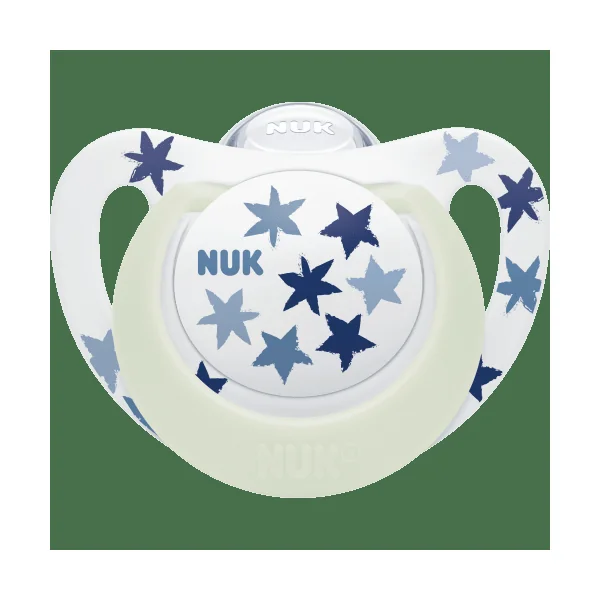 NUK Schnuller Star Day & Night Silikon, grün/blau, Gr.3, 18-36 Monate, 2 St