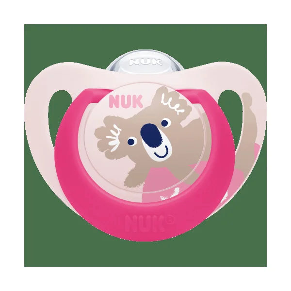 NUK Schnuller Star Day & Night Silikon, pink/weiß, Gr.3, 18-36 Monate, 2 St