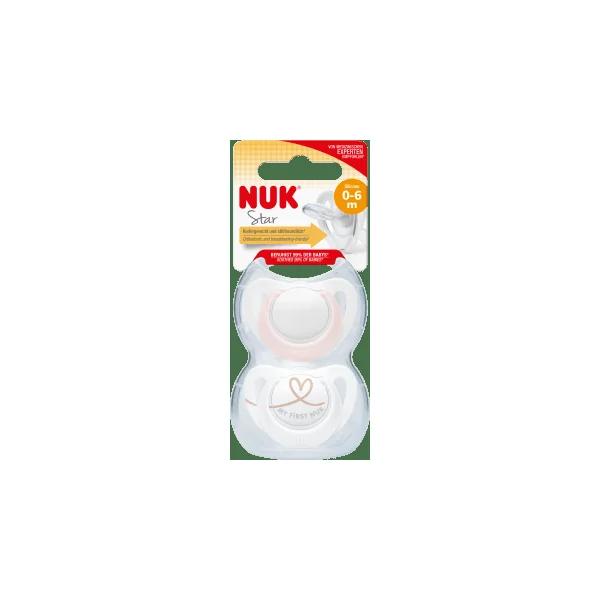 NUK Schnuller Star Silikon, rosa/weiß, Gr.1, 0-6 Monate, 2 St