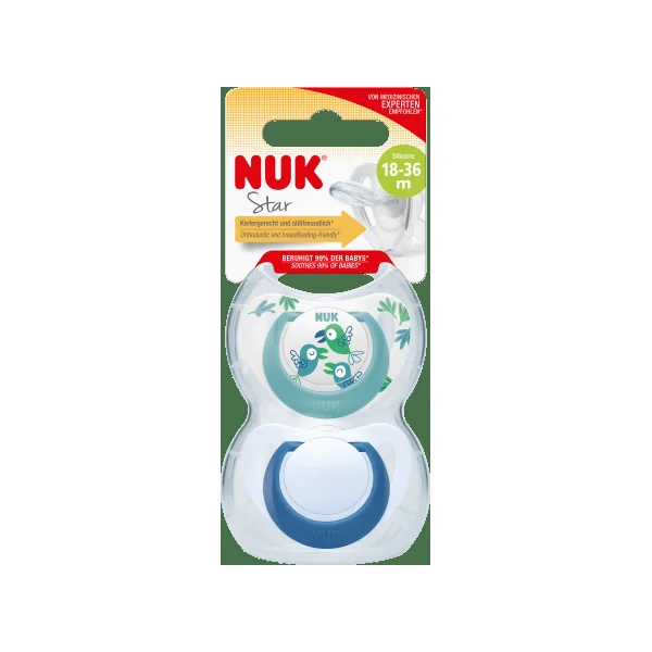 NUK Schnuller Star Silikon, türkis/blau, Gr.3, 18-36 Monate, 2 St