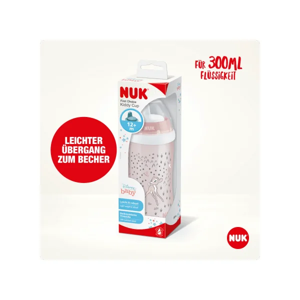 NUK Trinklernflasche Disney Bambi Kiddy Cup rosa, ab 12 Monate, 300ml, 1 St
