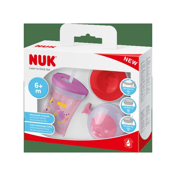 NUK Trinklernset Evolution, rot/lila, ab 6 Monate, 3 St