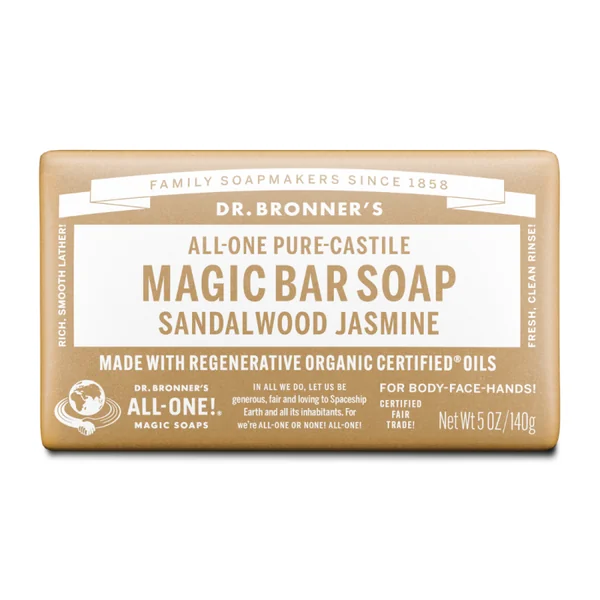 Pain de savon jasmin / bois de santal Dr Bronner's 140gr