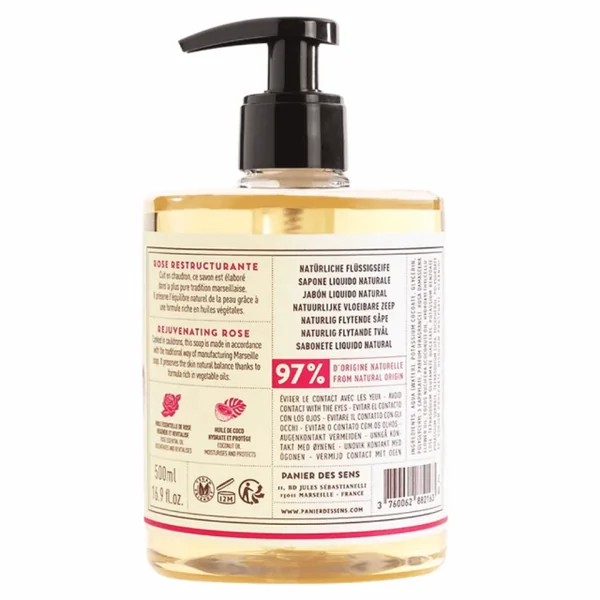 Panier des Sens - Savon liquide de Marseille Rose restructurante