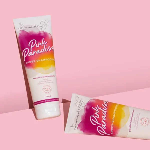 PINK PARADISE - Après-Shampooing Démêlant - Cheveux Ondulés, Bouclés, Frisés et Crépus, 250ml