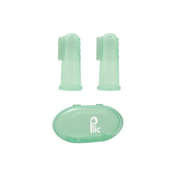 Plic Dental Brosse Dentaire Silicone 3 Mois et + 2 Doigtiers - Couleur : Vert