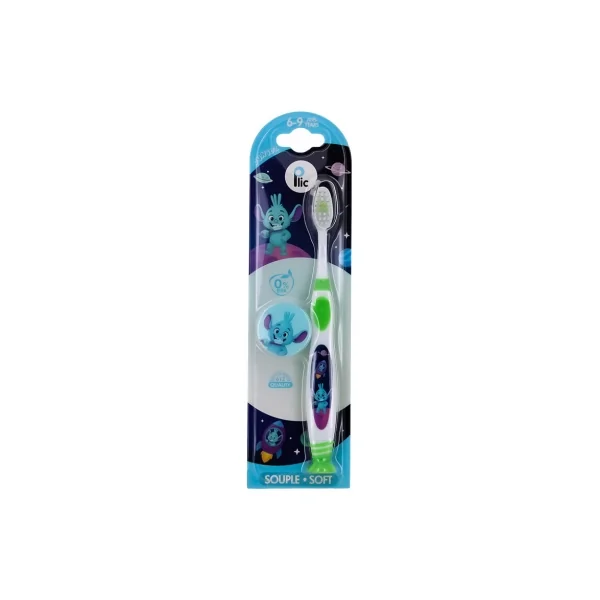 Plic Dental Junior Brosse à Dents Souple Enfant 6-9 Ans - Couleur : Vert