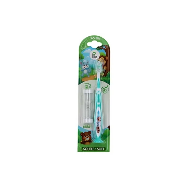 Plic Dental Kids Brosse à Dents Souple Enfant 3-5 Ans - Couleur : Vert