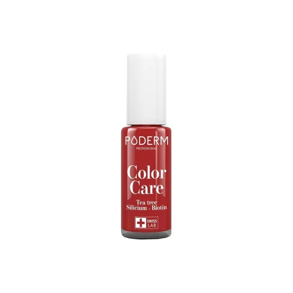 Poderm Color Care Vernis à Ongles Soin Tea Tree 8 ml - Couleur : 253 : Rouge Allure